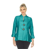 Textured Jacquard Fit & Flare Jacket in Teal- 6293J-TL