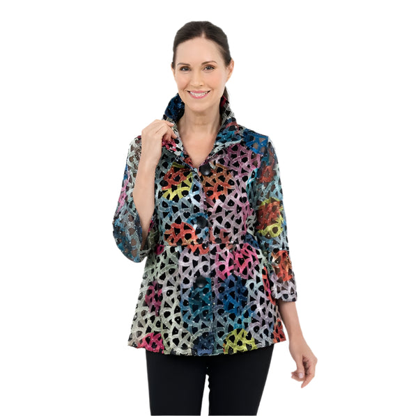 Interlocking Vibrant Geometric Jacket in Multicolor - 400-MLT