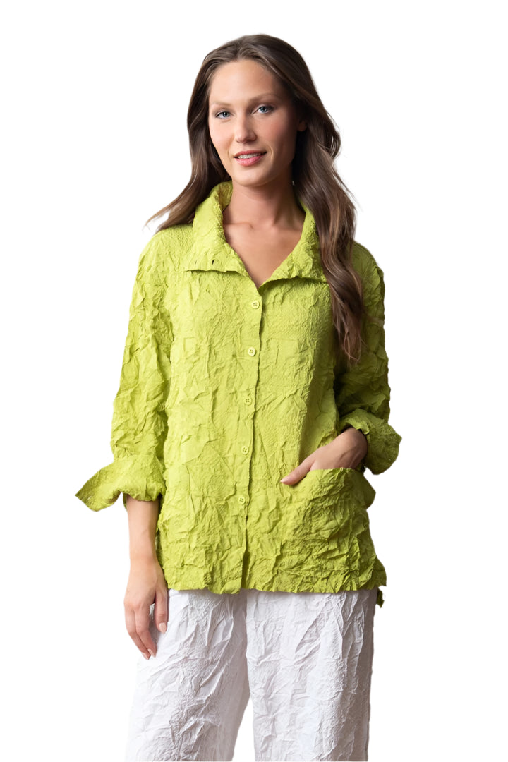 Crinkle Crush Travel Jacket in Lime - 600386-LM