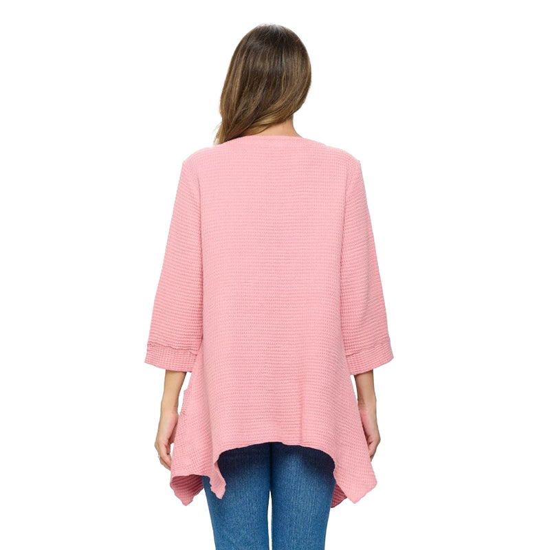 Focus Long Waffle Tunic in Pink Rose - FW135