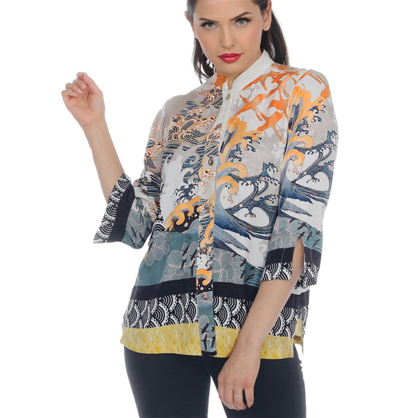 Citron Cranes Flying Sky Print Blouse in Multi - 1213CFS - Size XL Only!