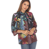 Citron Peacock & Floral Print Silk Blouse - 1213PCT