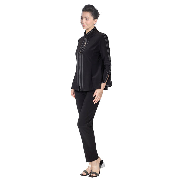IC Collection Techno-Stretch Zip Front Jacket in Black - 4345J-BLK - Size L Only!