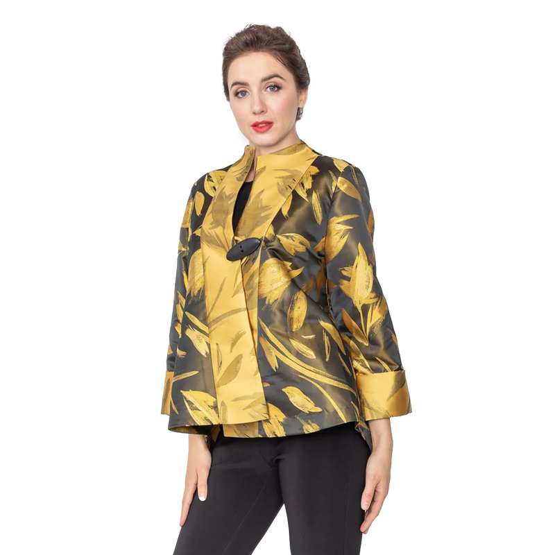 IC Collection Two-Tone Jacquard Jacket in Gold - 5374J-GLD