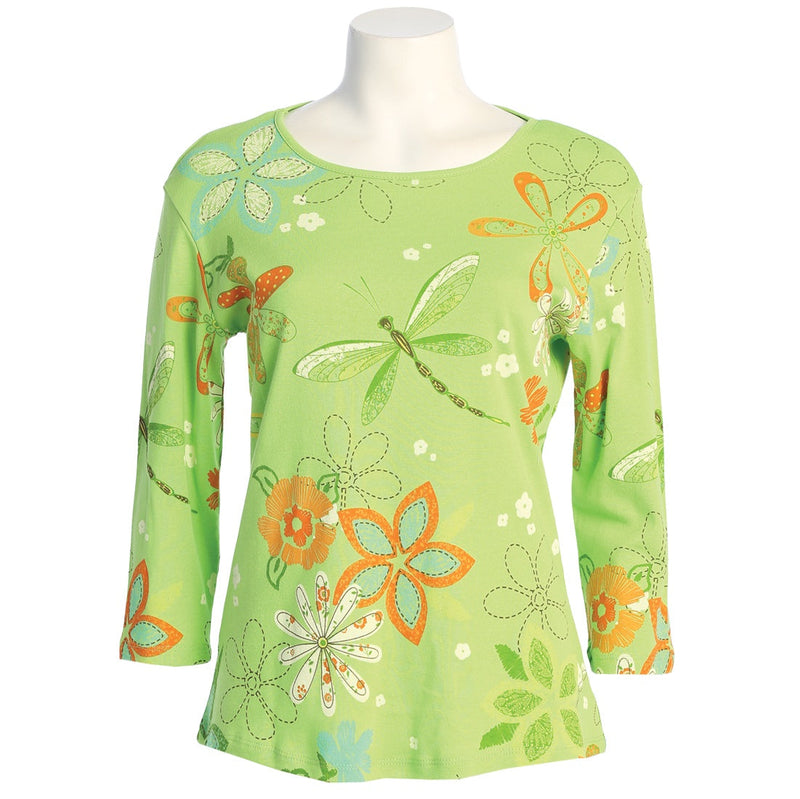 Jess & Jane "Good Times" Abstract Top in Lime - 14-1228