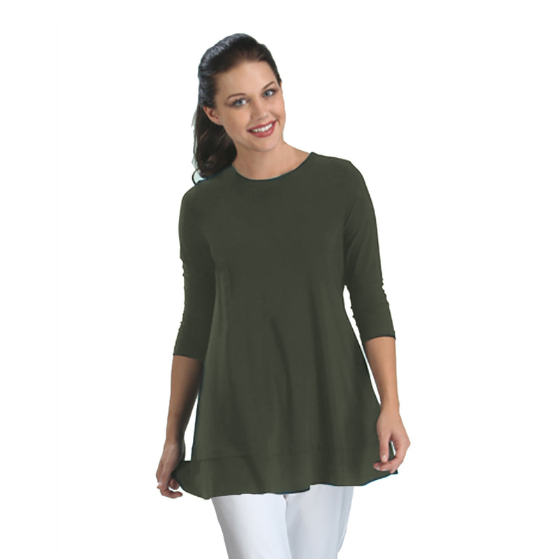 IC Collection Stretch Knit Tunic in Olive - 1484-OLV