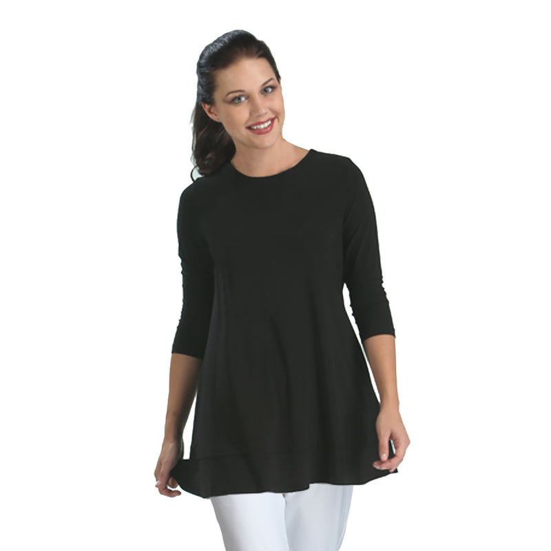 IC Collection Stretch Knit Basic Tunic in Black - 1484-BLK