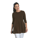 Stretch Knit Basic Tunic in Brown - 1484-BRN