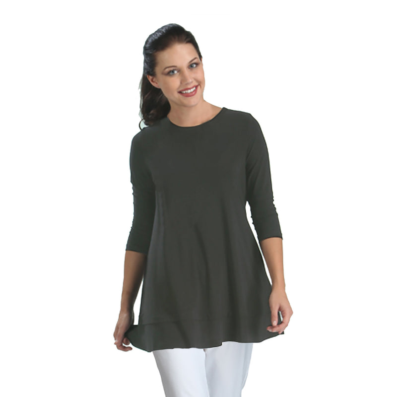 IC Collection Stretch Knit Basic Tunic in Charcoal - 1484-CHC