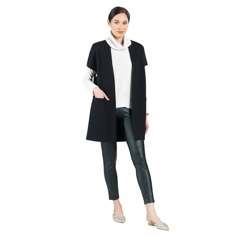Clara Sunwoo Ponte Knit Cap Sleeve Pocket Vest in Black - VPJK - Size S Only - Final Sale!