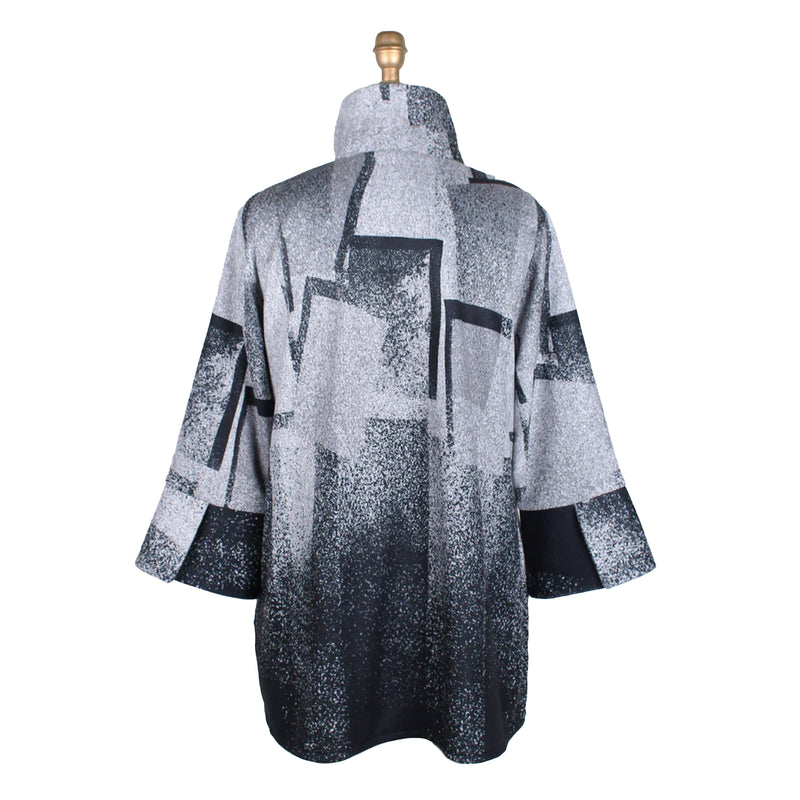 Damee Button Front Soft Knit Coat in Grey/Black - 4761-GRY