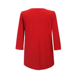 Valentina Signa  Solid V Neck Hi-Low Tunic Top in Red - 15296-RED - Sizes S & M Only!