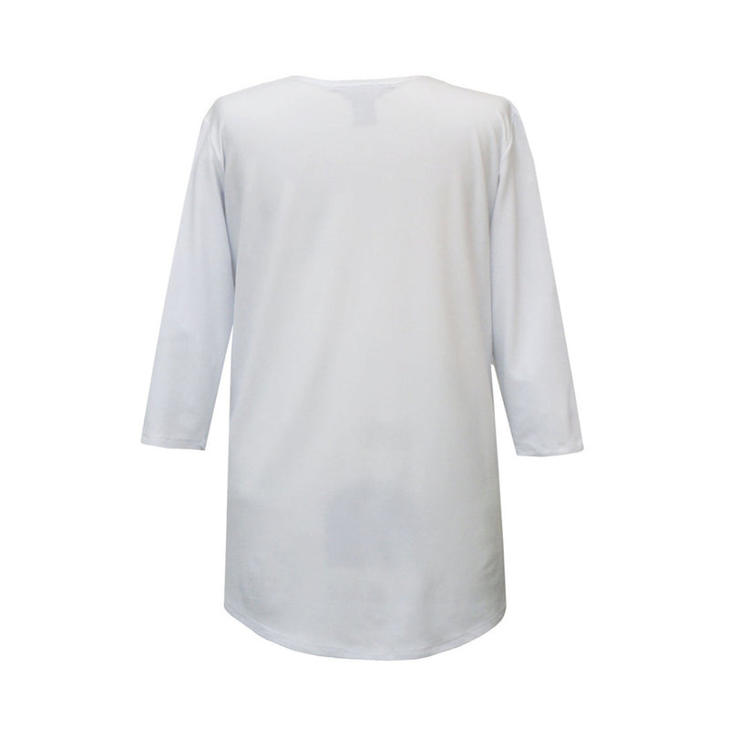 Valentina Signa Solid V Neck Hi-Low Tunic Top in White - 15296-WHT