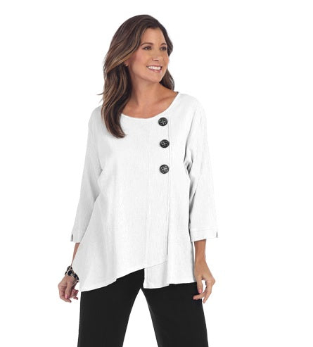 Focus Cotton Ribbed Tunic Top in White - CG-102-WT - Size S Only!