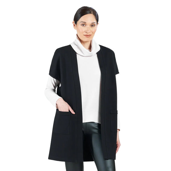 Clara Sunwoo Ponte Knit Cap Sleeve Pocket Vest in Black - VPJK - Size S Only - Final Sale!