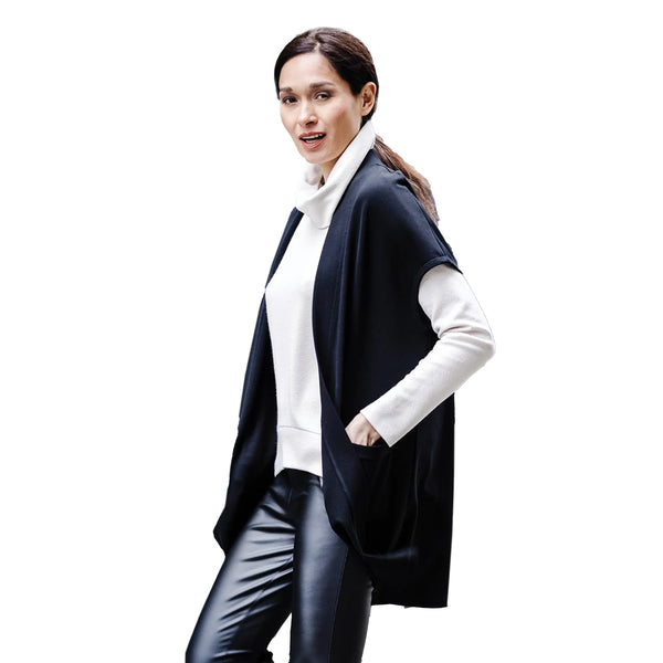Clara Sunwoo Ponte Knit Cap Sleeve Pocket Vest in Black - VPJK - Size S Only - Final Sale!
