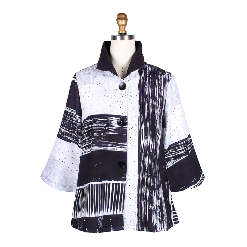 Damee "Mixed Direction" Striped Jacket in Black & White- 4757