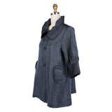 Solid Shimmery Button Front Swing Jacket in Pewter - 200 -PWR