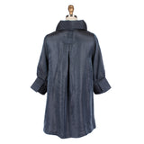 Solid Shimmery Button Front Swing Jacket in Pewter - 200 -PWR