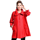 Solid Shimmery Button Down Swing Jacket in Red - 200-RD