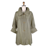 Solid Shimmery Button Down Swing Jacket in Olive - 200-OLV