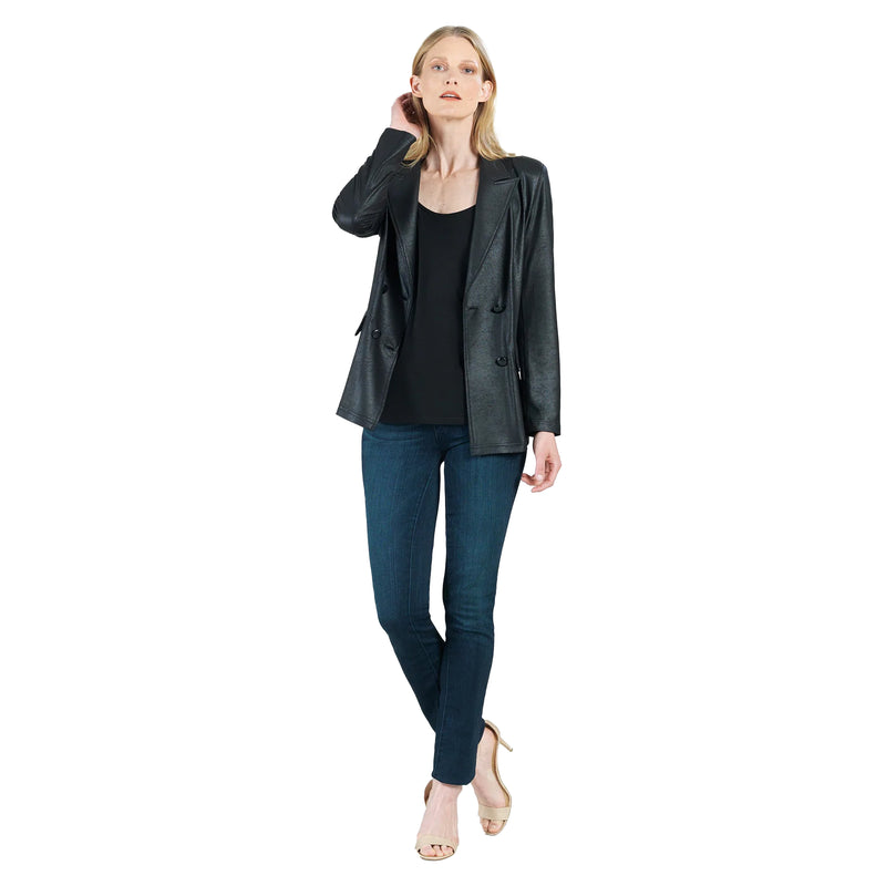 Clara Sunwoo Faux LEATHER  Blazer in Black - JK126