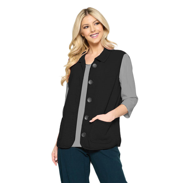 Focus Fashion Waffle Vest in Black - C-655-BLK - Size M Only!