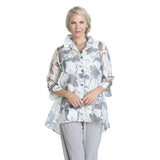 Sheer Floral Hi-Low Blouse in Blue - 2277J