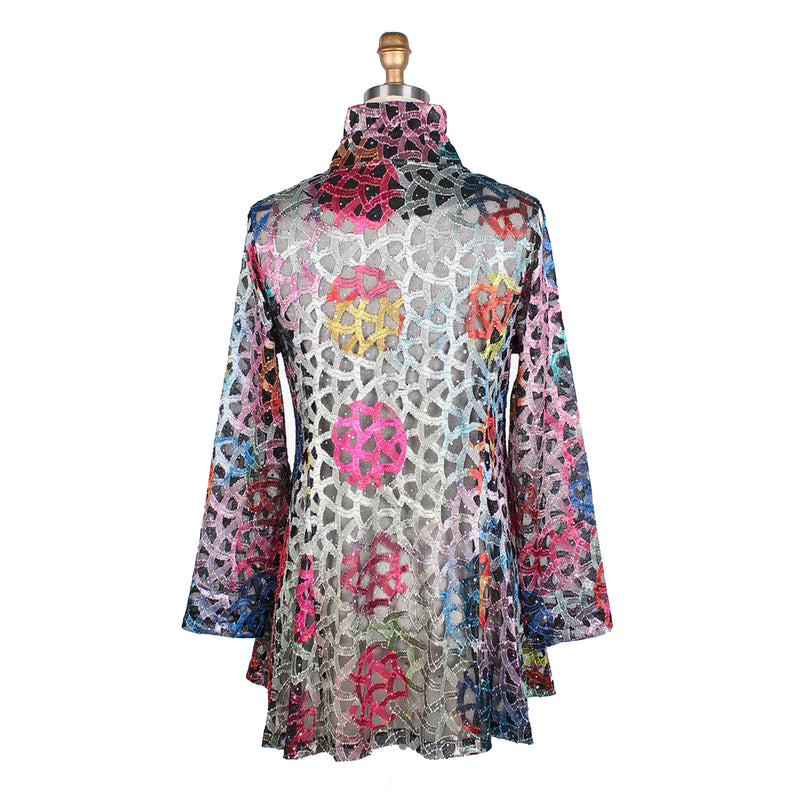 Damee Holographic & Sequin Mesh Flare Jacket in Multi - 300-MLT - Sizes S Thru L