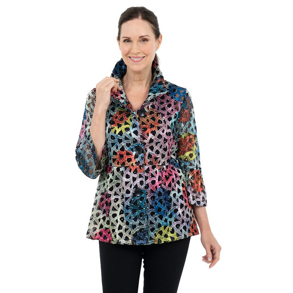 Damee Sequined Soutache Short Jacket in Multicolor - 400-MLT - Size S Only!