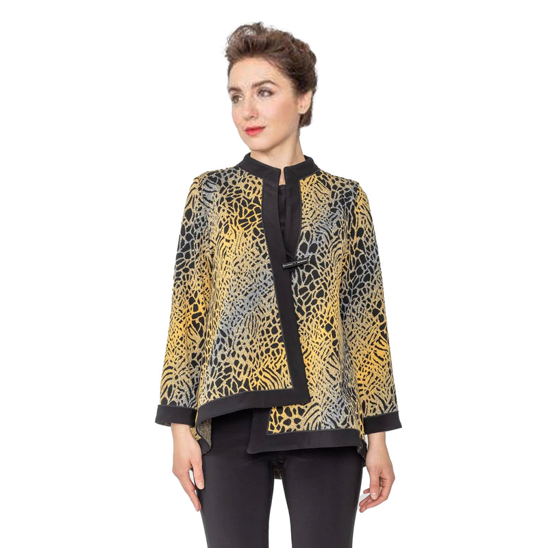 IC Collection Animal-Print Jacket in Gold/Multi - 5460J - Size S Only!