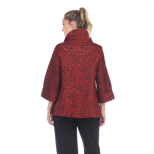 Moonlight Jacquard Button Front Jacket in Red -  2453-TAF