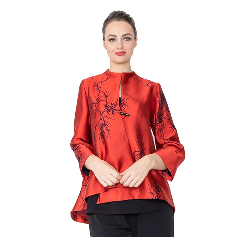 IC Collection "Elegance" Asymmetric Jacket in Red/Black - 4261J-RD - Size XXL Only!
