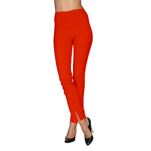 Mesmerize Pants with Front Ankle Slits and Front Zipper in Red - MA21-TOM