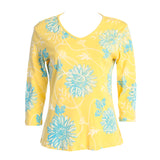 "Juliet" Abstract Print V-Neck Top - 15-1723