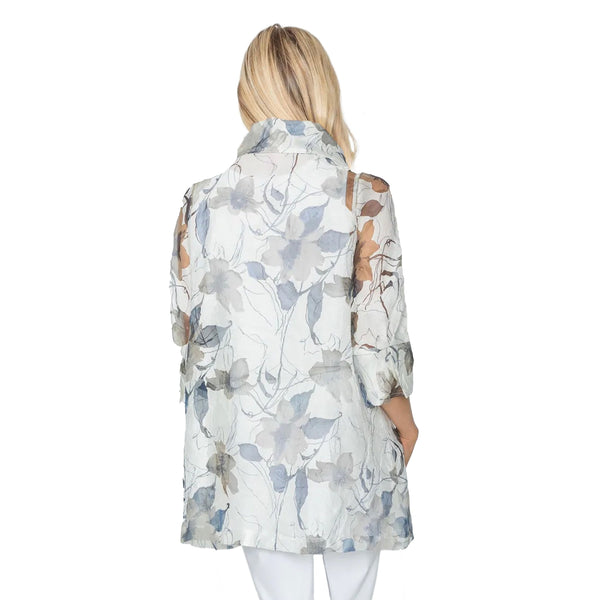 IC Collection Sheer Floral Swing Jacket in BLUE - 5622J-BLU