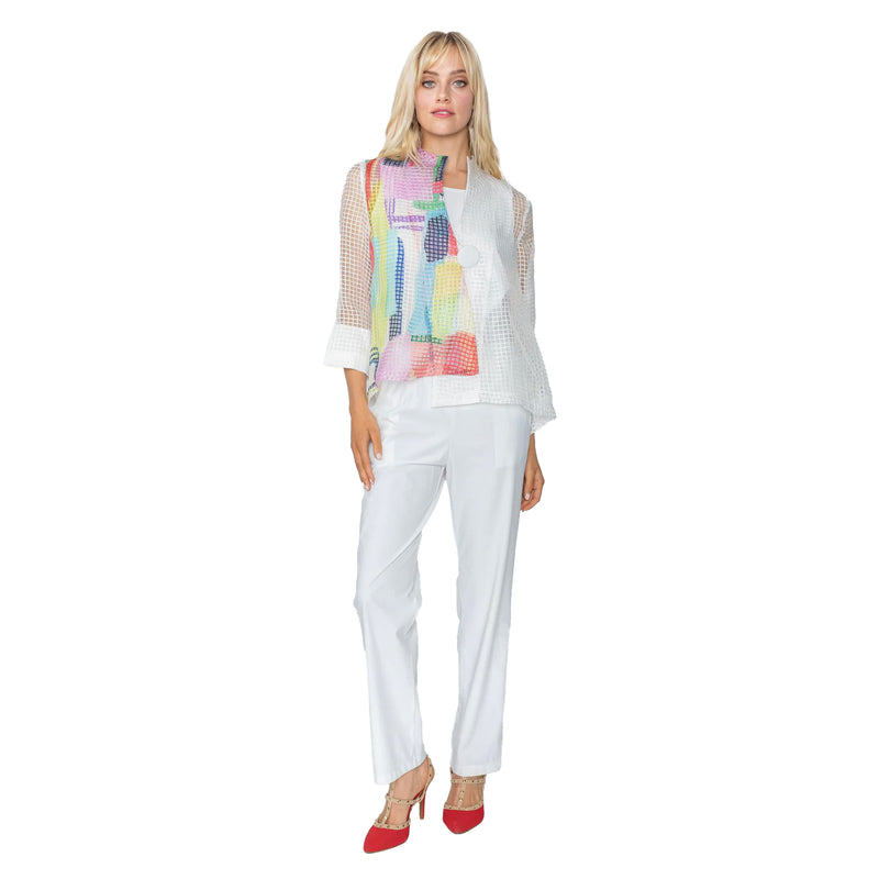 IC Collection Multicolor Mesh Single Button Jacket - 5681J