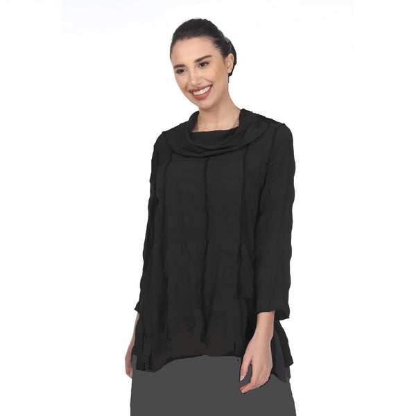 Moonlight Cowl Neck Tunic in Black - 3441-BLK- Size S Only!