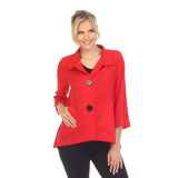 Short Button Front Jacket in Red - 2813