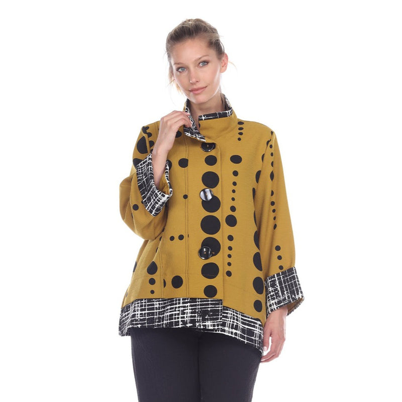 Moonlight Polka-Dot Jacket in Mustard/Black - 2866-POK-MUS -Size XL Only!