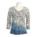 "Panthera" Abstract Print V-Neck Top - 15-1792 - S Only