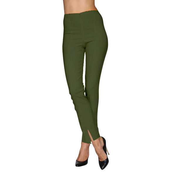 Mesmerize Pants with Front Ankle Slits and Front Zipper in Forest - MA21-FST