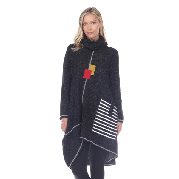 Moonlight Dot & Stripe Sweater Dress - 3196-BLK