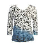 "Panthera" Abstract Print V-Neck Top - 15-1792 - S Only