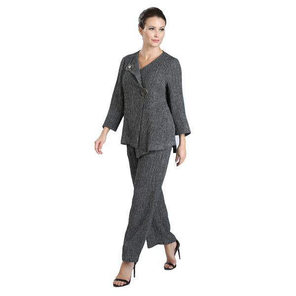 IC Collection Linen Blend Wide Leg Pull-On Pant in Charcoal - 2139P - Size XXL Only - Final Sale!