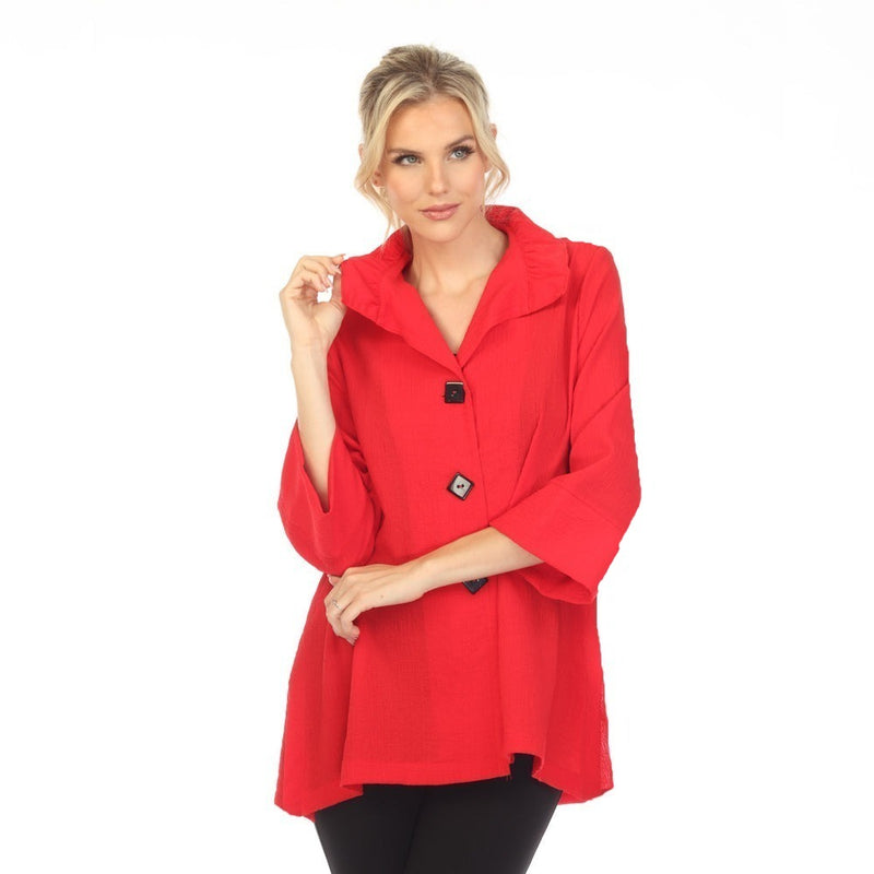 Moonlight Textured Button Front Jacket in Red - 3035 SOL