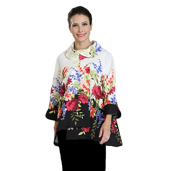 IC Collection Floral-Print High-Low Jacket - 3039J - Size S Only!