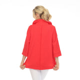 Textured Button Front Blouse/Jacket in Red - 3075SOL-RD