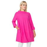 Bateau-Neck Pocket Tunic in Pink - 3226T-PK