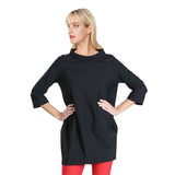 Bateau-Neck Pocket Tunic in Black - 3226T-BK